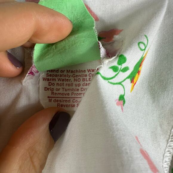 EVELYN PEARSON White Pink Green Floral Faux Wrap Mini Dress Women's Size Small - Picture 7 of 7